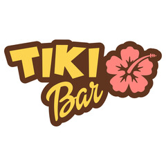 Wall Mural - Beach bar. Logo aislado con texto Tiki Bar con silueta de flor de hibisco