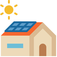 Wall Mural - solar rooftop flat icon