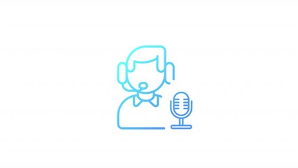 Poster - Animated broadcaster gradient icon. Conducting audio streaming. Communication. Seamless loop HD video with alpha channel on transparent background. Outline motion graphic animation