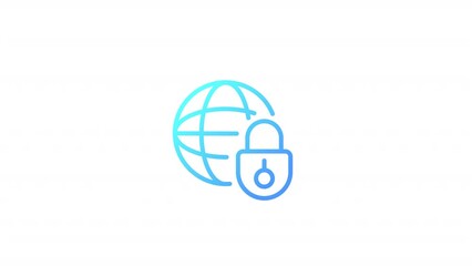 Poster - Animated web security gradient icon. Internet network safety. Safe connection. Seamless loop HD video with alpha channel on transparent background. Outline motion graphic animation