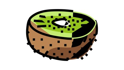 Sticker - cut kiwi fruit green color icon animation