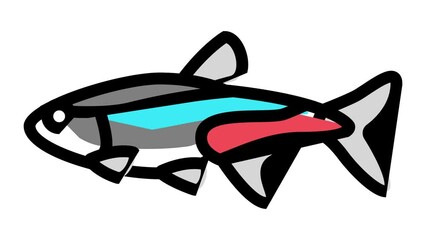 Wall Mural - tetras aquarium fish color icon animation
