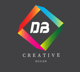 Wall Mural - DB letter logo design. DB creative design in circle on black background. DB alphabet design logo. 