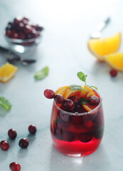 Wall Mural - Winter cranberry and orange drink	