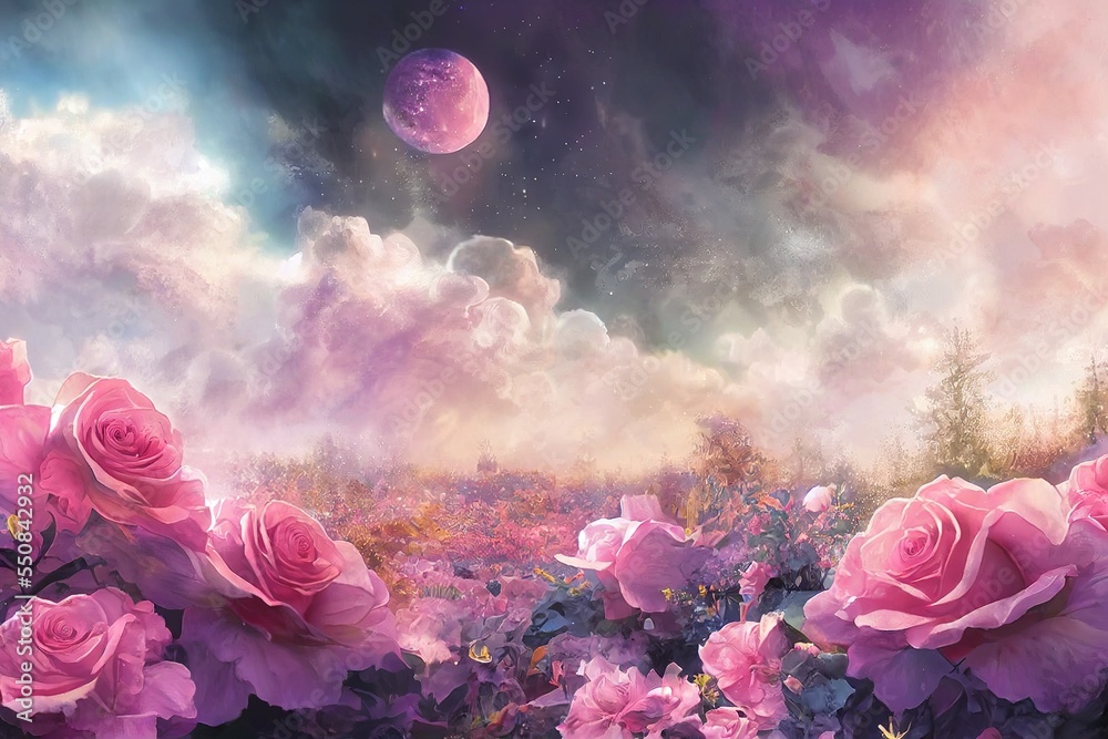 Fantasy dreamy background of magical morning or evening sky with ...