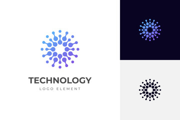 circle dots or points logo design template. geometric dot for circle science medicine sign, technolo