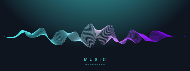 Poster - Vector wave dynamic music lines. Abstract lines. Sound waves, abstract background for your design. Vector EPS 10