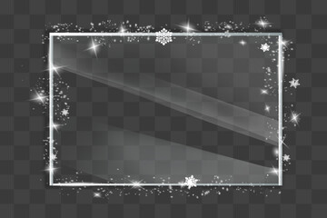 Wall Mural - Christmas Snowfall. The circle of snowflakes sparkling transparent beautiful snow isolated on black background Lettering