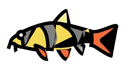 Wall Mural - clown loaches color icon animation