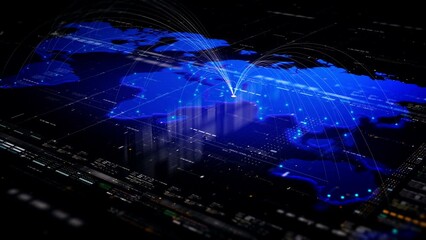 Poster - Global connectivity from Dubai to other major cities around the world. Technology, network connection, trading, and traveling concept.