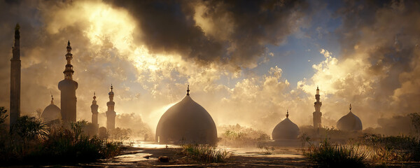 Canvas Print - Beautiful Mosque with Beautiful Scenery