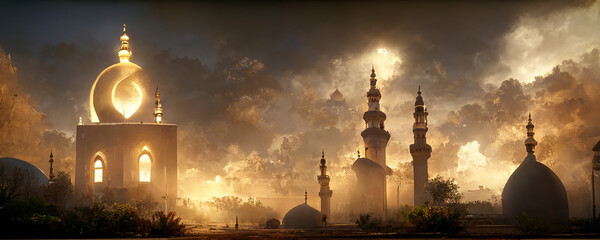 Sticker - Beautiful Mosque with Beautiful Scenery