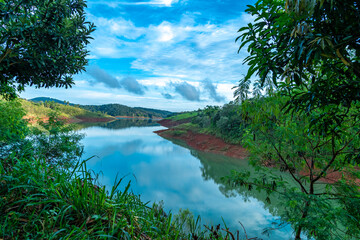 beautiful view of the lake in the nature of South America