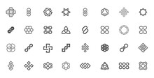 Creative Illustration  Including Infinity,celtic Knot And Unity Icon Designs. Abstract Geometric Designs Set. Isolated On White   Background. Vector Illustration.