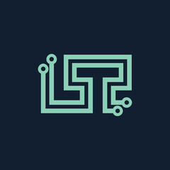 Sticker - Letter LT logo with circuits concept