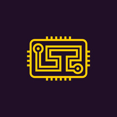 Canvas Print - Letter LT logo, circuits logo design