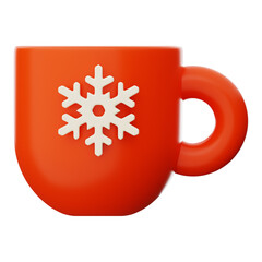 Premium Winter Christmas coffee cup icon 3d rendering on isolated background