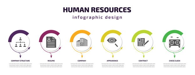 Poster - human resources infographic element with filled icons and 6 step or option. human resources icons su
