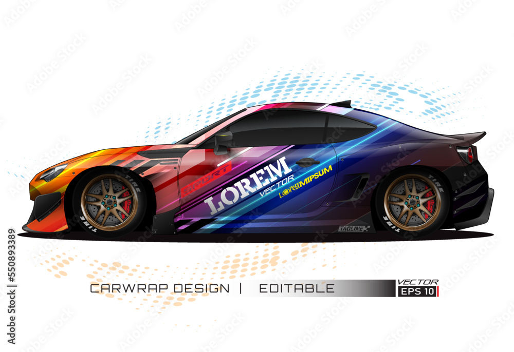 Racing car wrap design vector for race car. Graphic abstract stripe ...