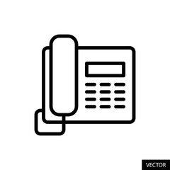 Poster - Landline phone vector icon in line style design for website, app, UI, isolated on white background. Editable stroke. Vector illustration.