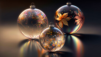 Wall Mural - Christmas time. Christmas Baubles. Merry Christmas. Digital art image.