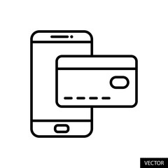 Fototapete - smartphone and credit card, debit card, make payment, online mobile banking concept vector icon in l