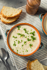 Canvas Print - Homemade Creamy Clam Chowder Soup