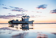 Oyster Harvesting At Sunrise On Narragansett Bay