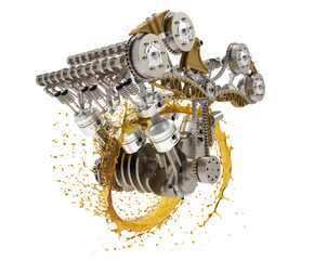 Wall Mural - Car engine timing chain. Parts of car engine. Timing chain.