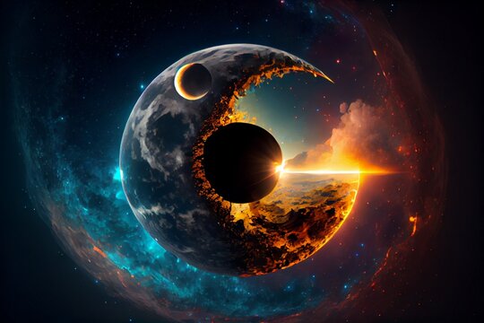 Blockhole. Illustration on fantasy.