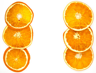 Dried orange slices, background.