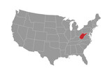 Fototapeta Nowy Jork - West Virginia state map. Vector illustration.