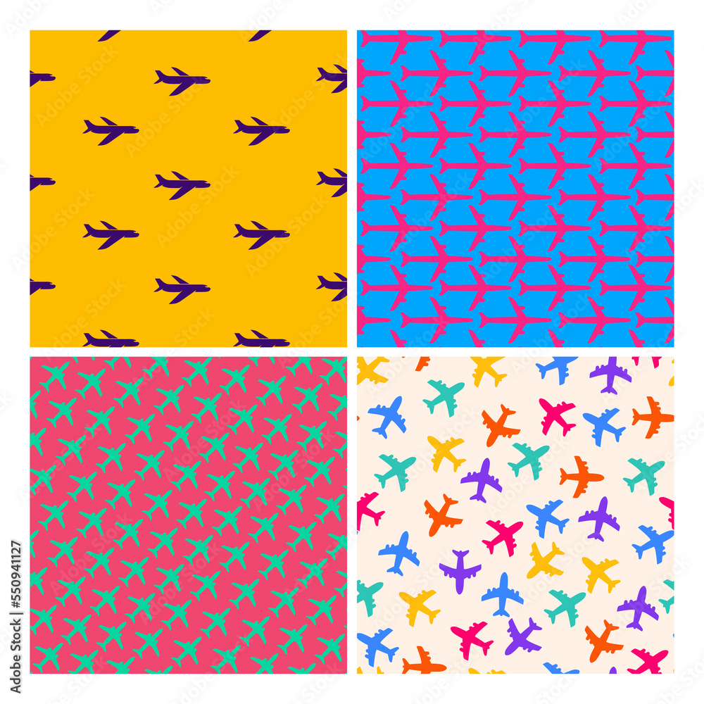 Set of Aircraft seamless pattern. Seamless pattern, airplane, Editable ...