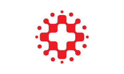 Poster - medical cross logo. health technology symbol icon design.