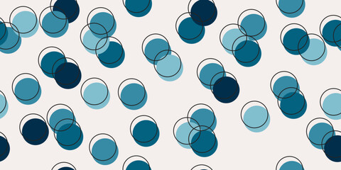 Poster - Blue printed circles scattered across the canvas. Seamless pattern, suitable for print and application on the surface of the interior or decor. Stylish design pattern for textile or wallpaper.