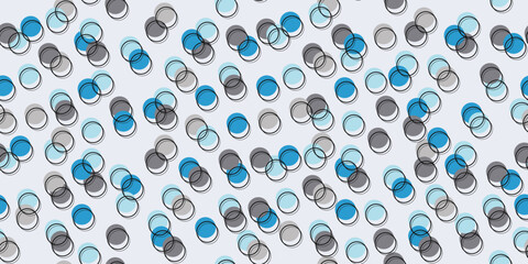 Poster - Blue and gray printed circles scattered across the canvas. Seamless pattern, suitable for print and application on the surface of the interior or decor. Stylish design pattern for textile, wallpaper.