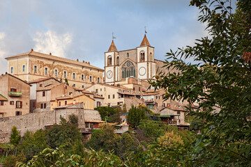 San Martino al Cimino, Viterbo, Lazio, Italy: cityscape of the old town with the medieval church and the ancient Doria Pamphilj Palace