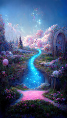 Wall Mural - beautiful magical colorful fantasy landscape