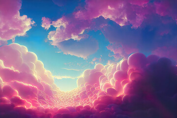 Poster - beautiful fantasy pink clouds in colorful sky