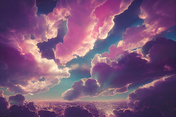 Wall Mural - beautiful fantasy pink clouds in colorful sky