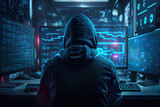 Fototapeta  - hacker front of his computer committing digital cybercrime