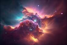 Colorful Space Galaxy, Supernova Nebula Background