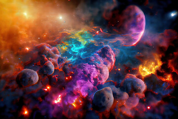 Wall Mural - colorful space galaxy, supernova nebula background