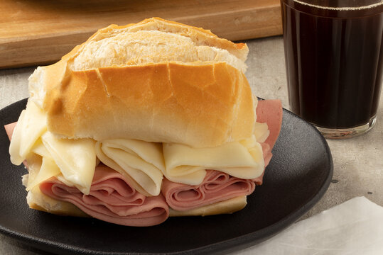 Focus on traditional bread stuffed with mortadella and cheese.