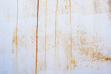 Blue Wall With Dirty Scratches And Metal Stains. Metal Rust Background.