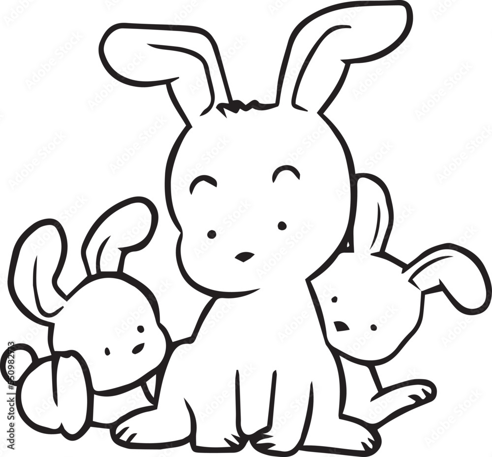 rabbit cartoon doodle kawaii anime coloring page cute illustration ...