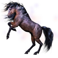 3d Digital Render Of A Rearing Horse With Transparent Background. 