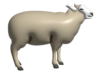 Wall Mural - Sheep in 3D rendering format.