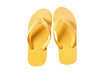 © david_franklin - Bright yellow flipflop beach shoe summer sandals pair isolated transparent background PNG file