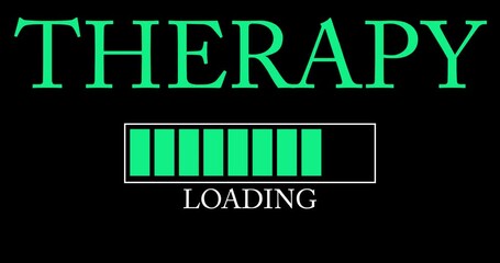 Poster - Therapy text with Loading, Downloading, Uploading Bar Indicator. Download, Upload on computer screen.